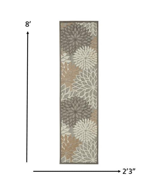 8' Gray And Ivory Indoor Outdoor Area Rug