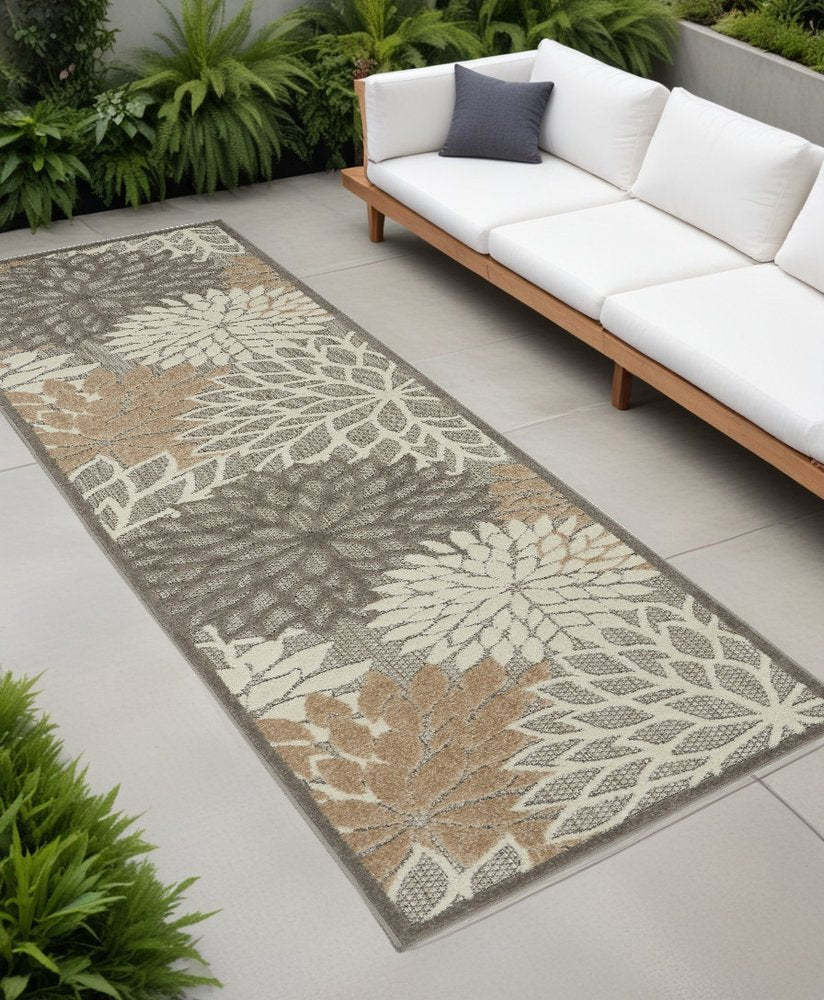8' Gray And Ivory Indoor Outdoor Area Rug
