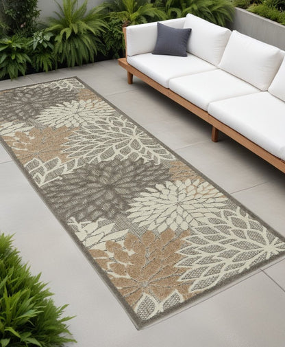 8' Gray And Ivory Indoor Outdoor Area Rug