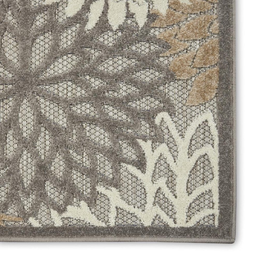 8' Gray And Ivory Indoor Outdoor Area Rug