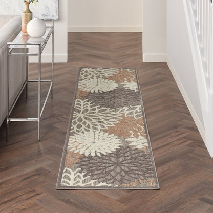 8' Gray And Ivory Indoor Outdoor Area Rug