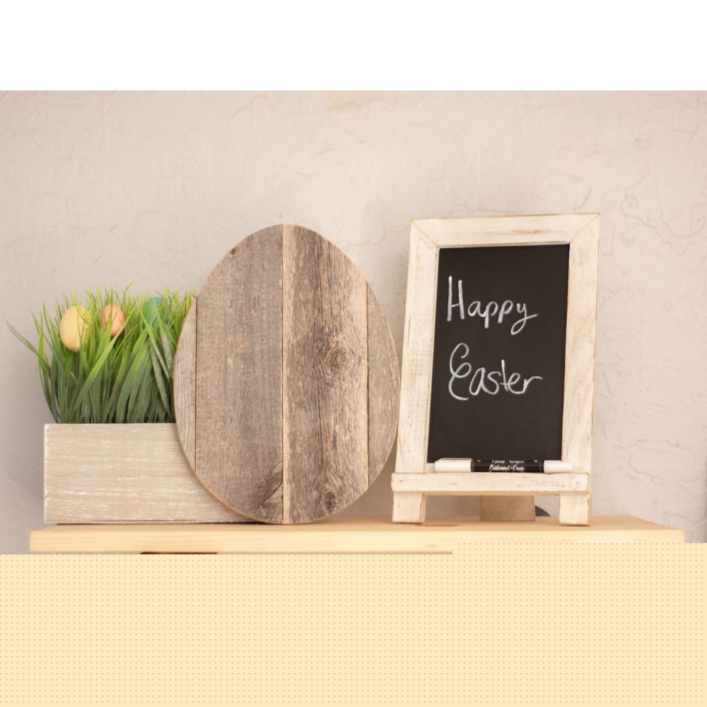 12" X 9" Gray Reclaimed Wood Egg Shaped Wall Decor