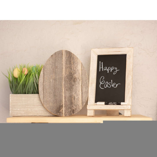 12" X 9" Gray Reclaimed Wood Egg Shaped Wall Decor