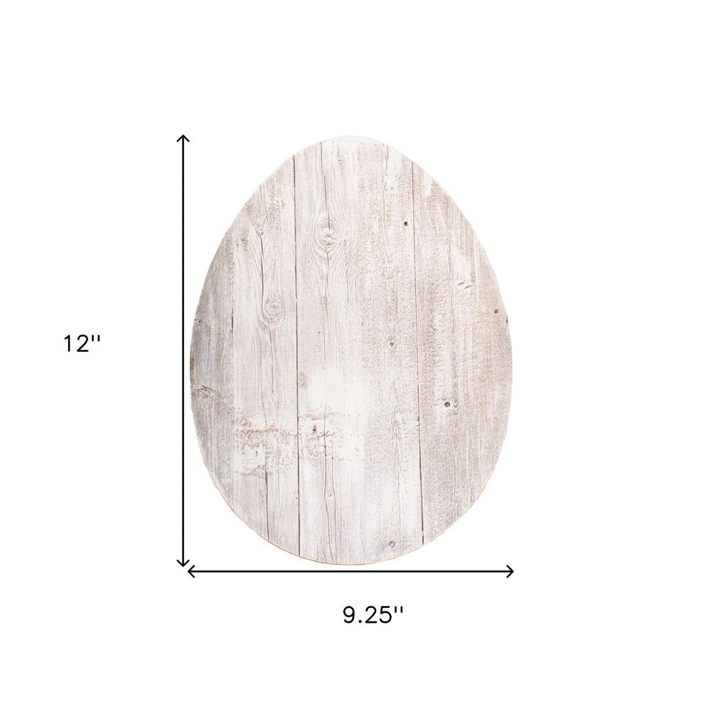 12" X 9" White Easter Solid Wood Hanging Dimensional Sculpture
