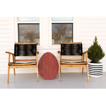 18" X 14" Red Reclaimed Wood Egg Shaped Wall Decor