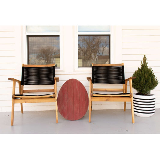 18" X 14" Red Reclaimed Wood Egg Shaped Wall Decor