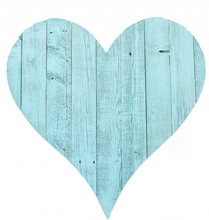 12" Turquoise Reclaimed Wood Heart Wall Decor