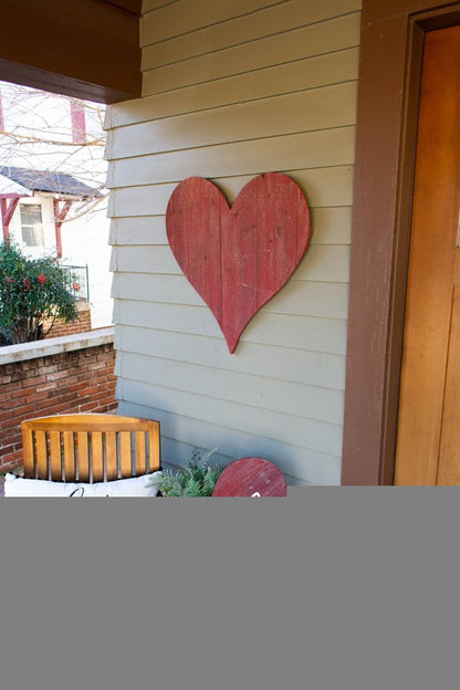 12" Rustic Red Reclaimed Wood Heart Wall Decor