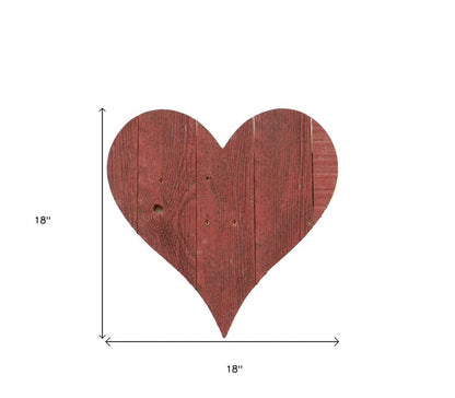 18" Rustic Red Reclaimed Wood Heart Wall Decor