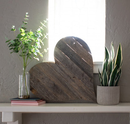 24" Weathered Gray Reclaimed Wood Heart Wall Decor