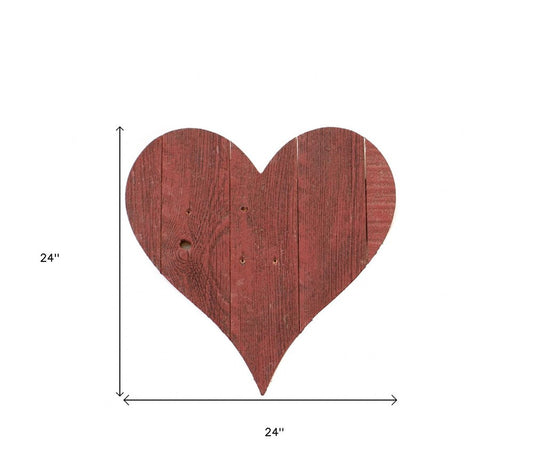 24" X 24" Red Wood Heart Hanging Dimensional Sculpture