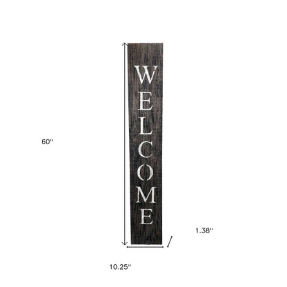 5' Rustic Black And White Front Porch Welcome Sign