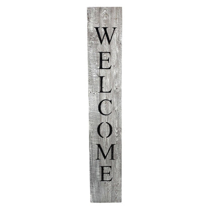 60" Whitewash And Black Solid Wood Welcome Porch Sign