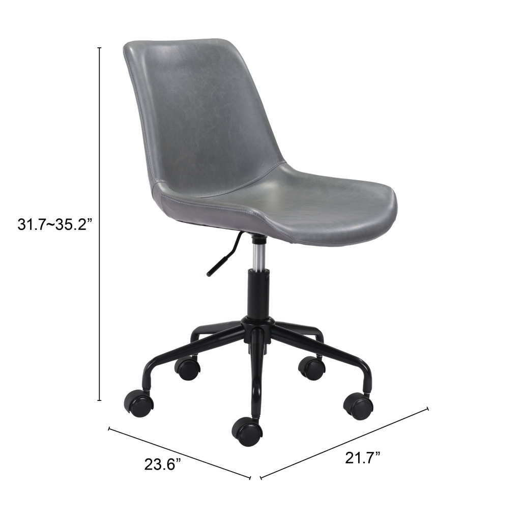 Gray and Black Adjustable Swivel Faux Leather Rolling Office Chair
