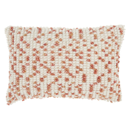 14" X 20" Coral and Beige Ribbed Indoor Outdoor Throw Pillow With Texture
