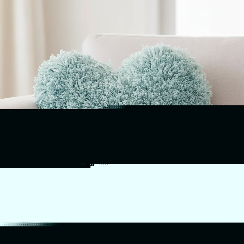 Heart Shaped Celadon Shag Accent Pillow