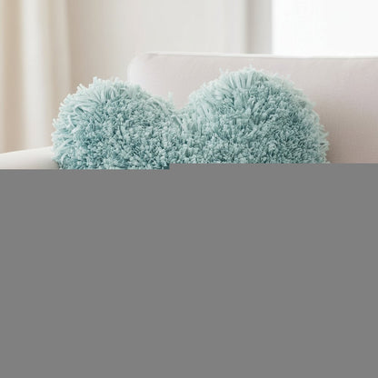 Heart Shaped Celadon Shag Accent Pillow