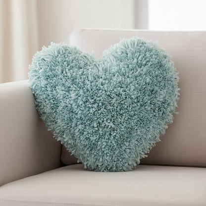 Heart Shaped Celadon Shag Accent Pillow