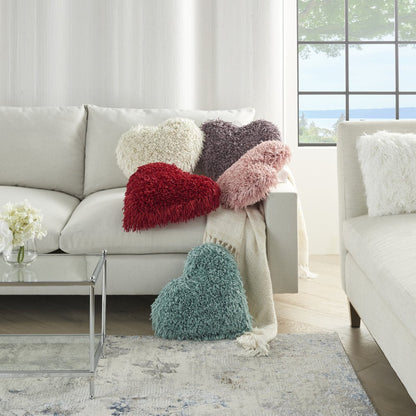 Heart Shaped Lavendar Shag Accent Pillow
