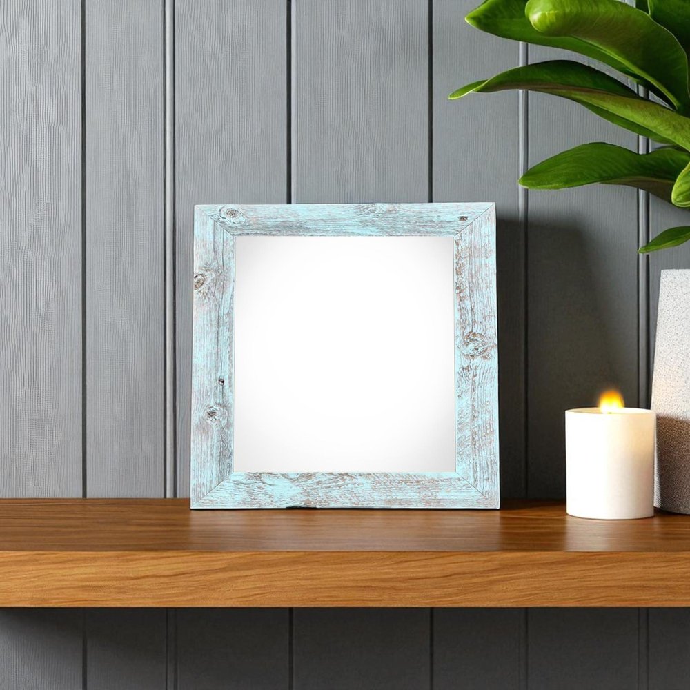 4" x 4" Blue Wood Tabletop Picture Frame