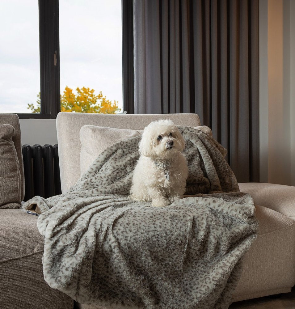 50" X 60" Brown and Taupe Faux Fur Animal Print Plush Throw Blanket