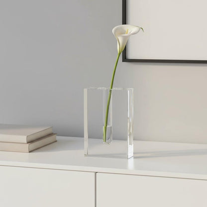 8" Clear Crystal Clear Square Table Vase