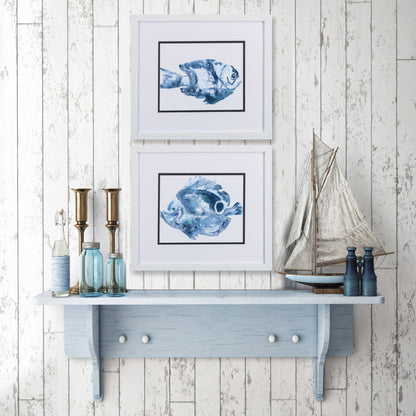 Set of Two 14" X 16" Blue Fish Wall Decor