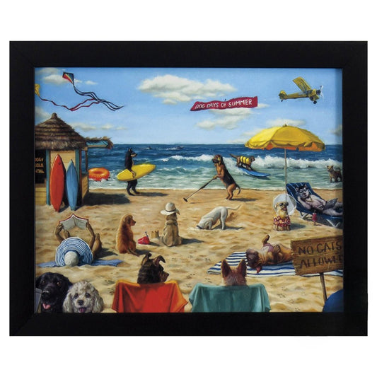 9" X 11" Dog Days Of Summer Black Framed Beach Wall Art