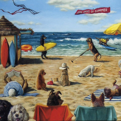 9" X 11" Dog Days Of Summer Black Framed Beach Wall Art
