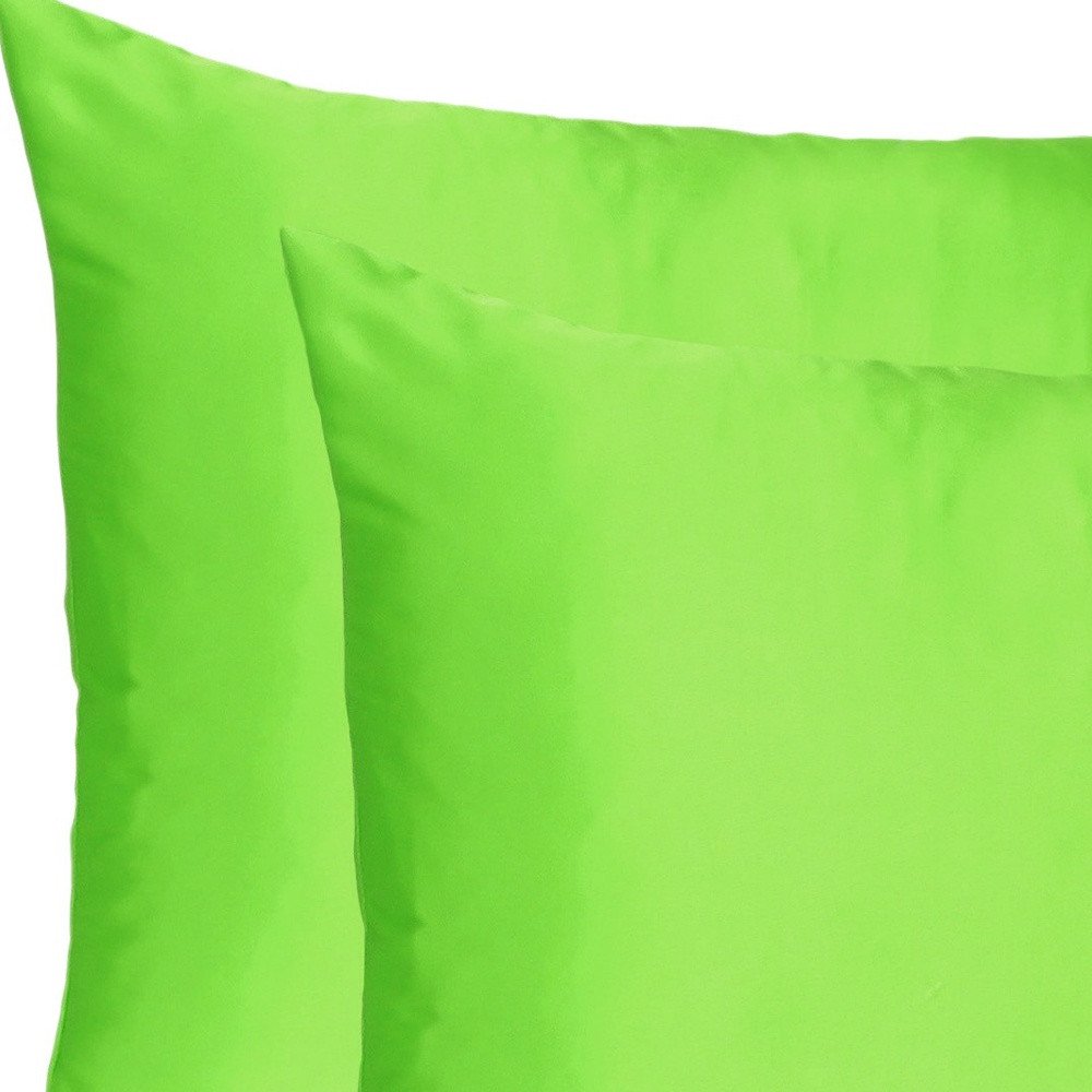Set of Two Bright Green Dreamy Silky Satin King Pillowcases