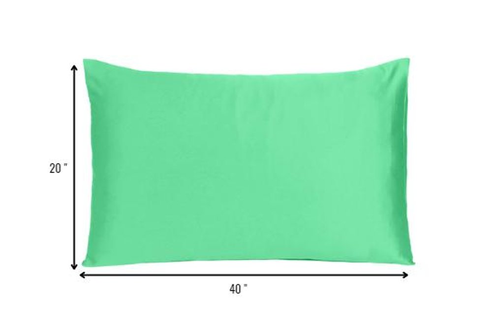 Green Dreamy Set Of 2 Silky Satin King Pillowcases