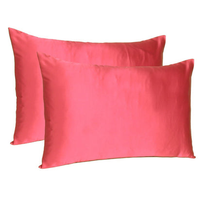 Two Piece Salmon Pink Dreamy Silky Satin Pillowcases