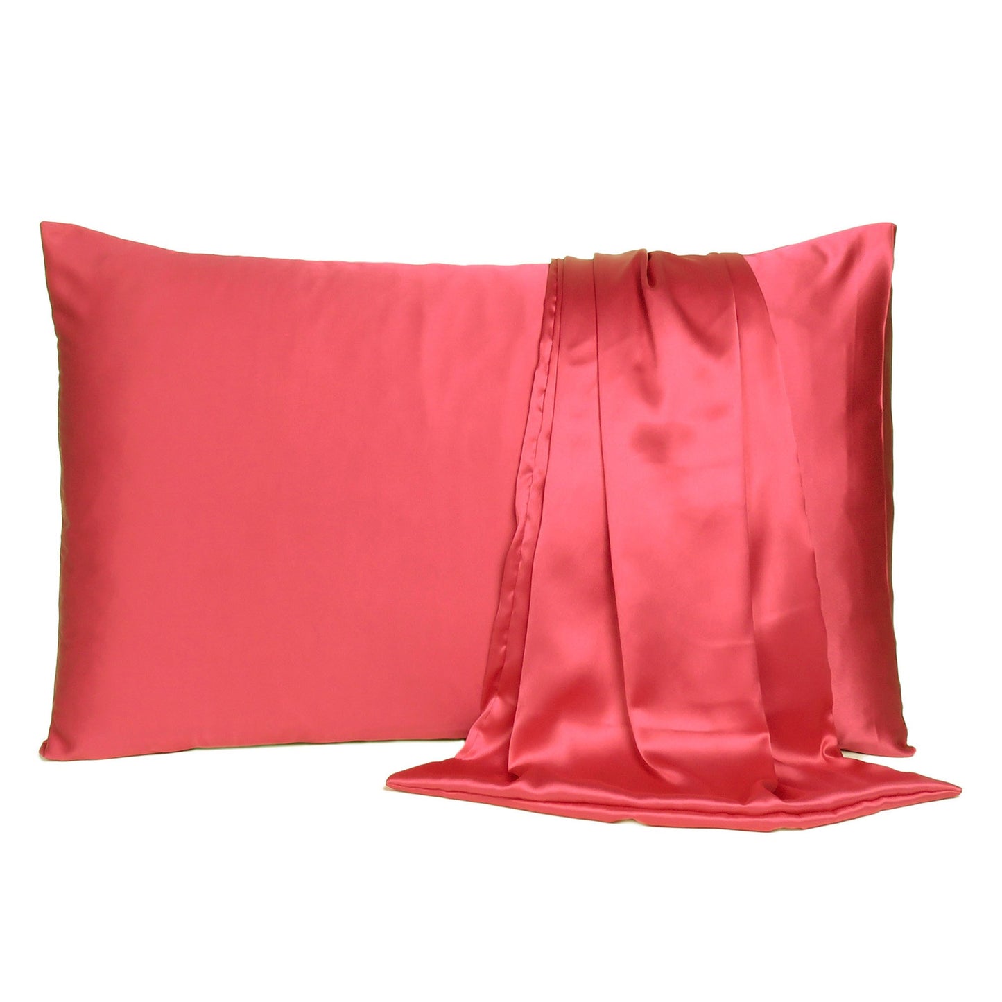 Two Piece Salmon Pink Dreamy Silky Satin Pillowcases