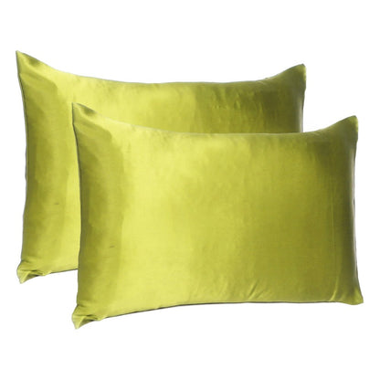 Set of Two Lemongrass Dreamy Silk Satin Queen Pillowcases