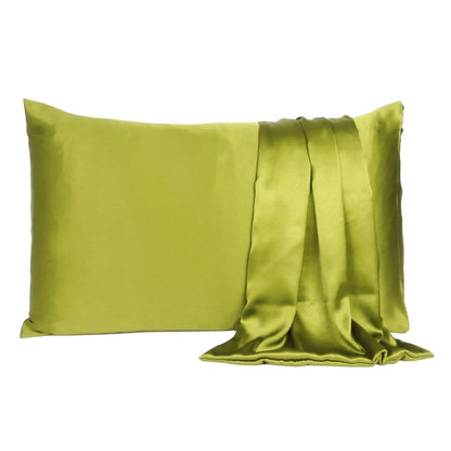 Set of Two Lemongrass Dreamy Silk Satin Queen Pillowcases