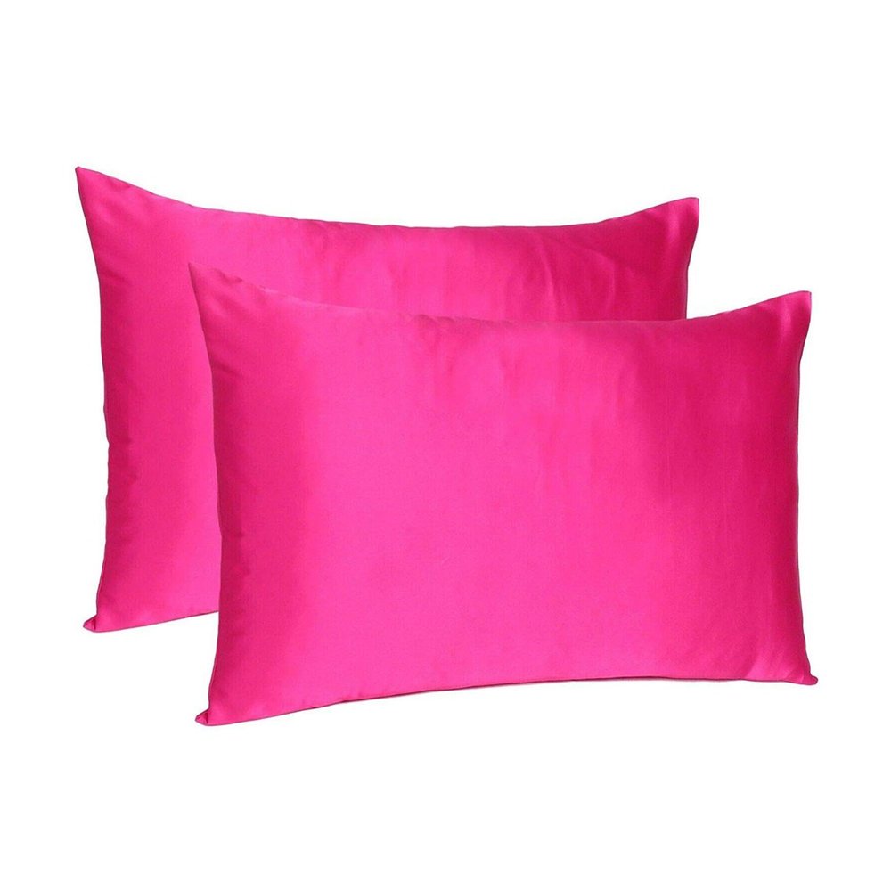 Two Piece Fuchsia Satin And Satin Pillowcases Envelope