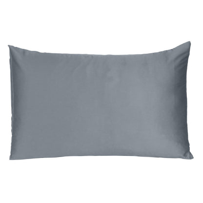 Dark Gray Dreamy Set Of Two Silky Satin Queen Pillowcases