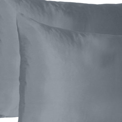 Dark Gray Dreamy Set Of Two Silky Satin Queen Pillowcases