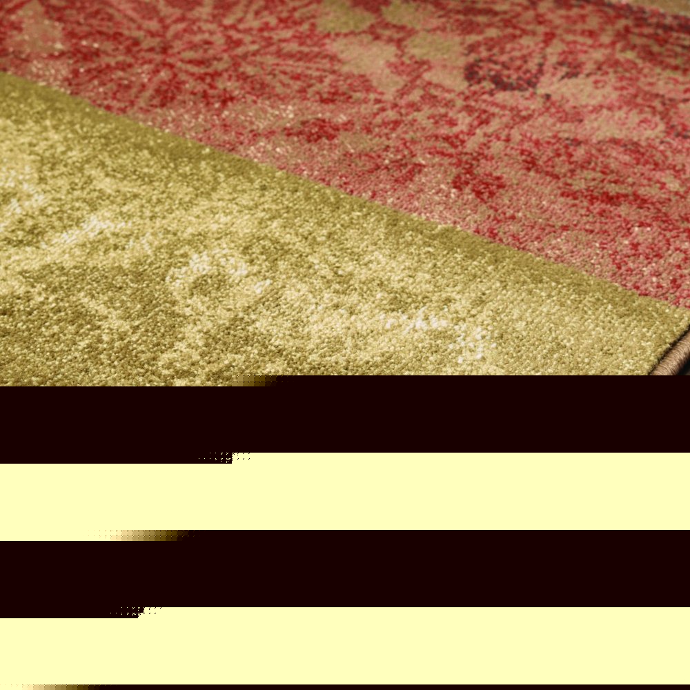 5' X 8' Beige And Brown Floral Block Pattern Area Rug
