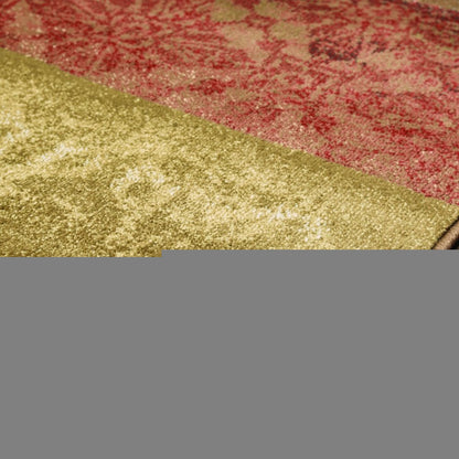 5' X 8' Beige And Brown Floral Block Pattern Area Rug