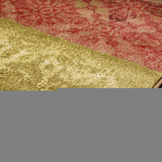 5' X 8' Beige And Brown Floral Block Pattern Area Rug