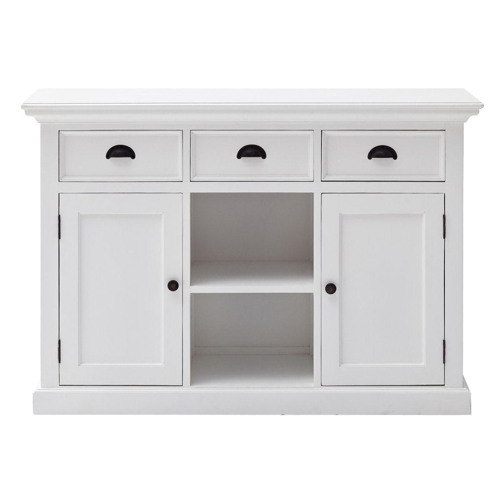 49" White Wood Three Drawer Sideboard with Two Doors