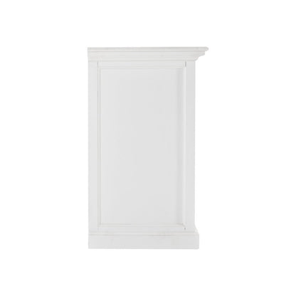 57" White Solid Wood Three Drawer Sideboard with Four Glass Doors