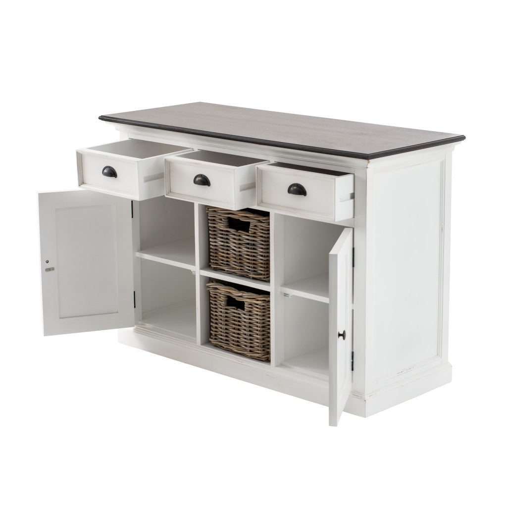 Modern Farmhouse Brown And White Large Accent Cabinet