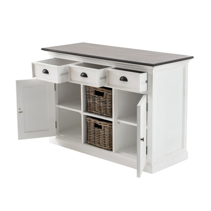 Modern Farmhouse Brown And White Large Accent Cabinet