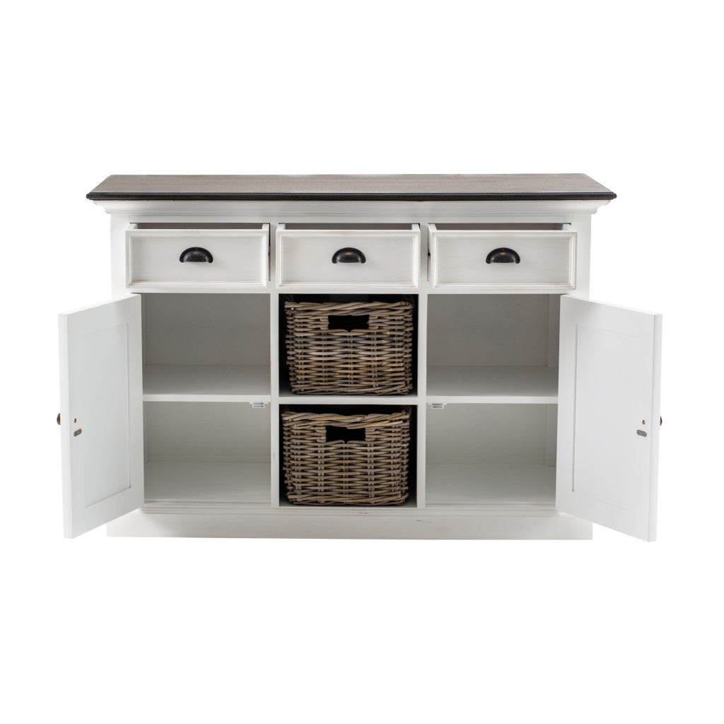 Modern Farmhouse Brown And White Large Accent Cabinet