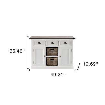 Modern Farmhouse Brown And White Large Accent Cabinet