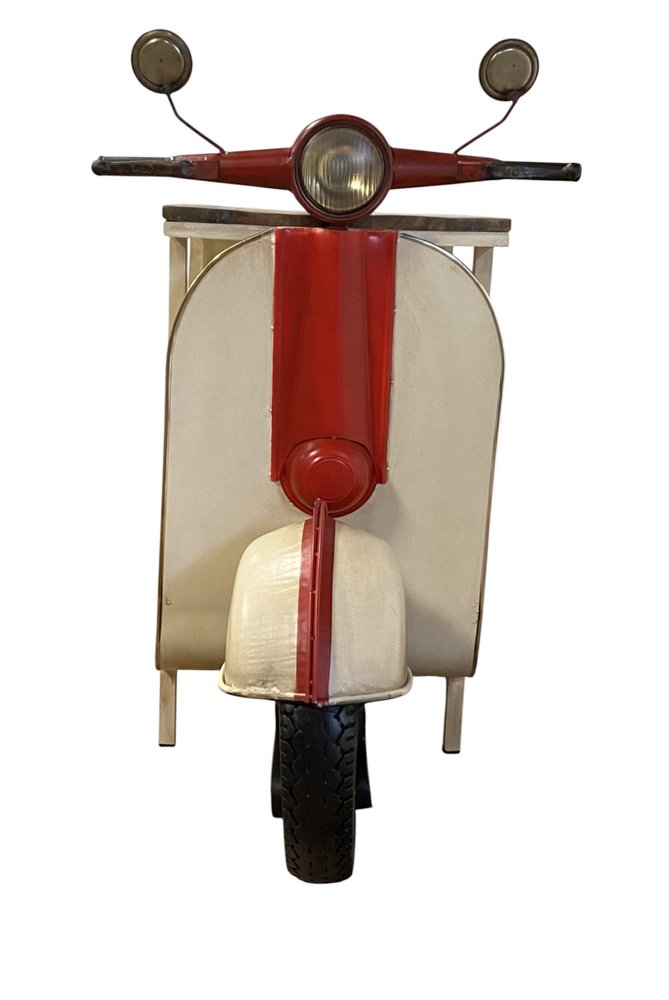 Rustic Red And Vanilla Scooter Cabinet