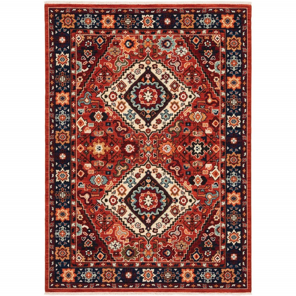 10' X 13' Red And Blue Oriental Area Rug
