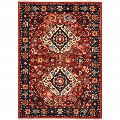 10' X 13' Red And Blue Oriental Area Rug